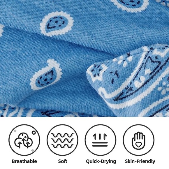 2 PC. BOHO PAISLEY HEADBAND FOR WOMEN/GIRLS, ONE SIZE, LIGHT BLUE/DARK BLUE - Picture 5 of 5